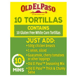 Old El Paso Small Gluten Free White Corn Tortilla Wraps 10 Pack, imported from the UK
