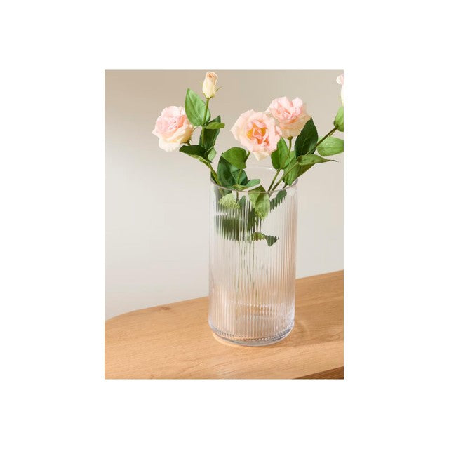 M&S Collection glass ribbed vase with 27 cm height, imported from the UK
