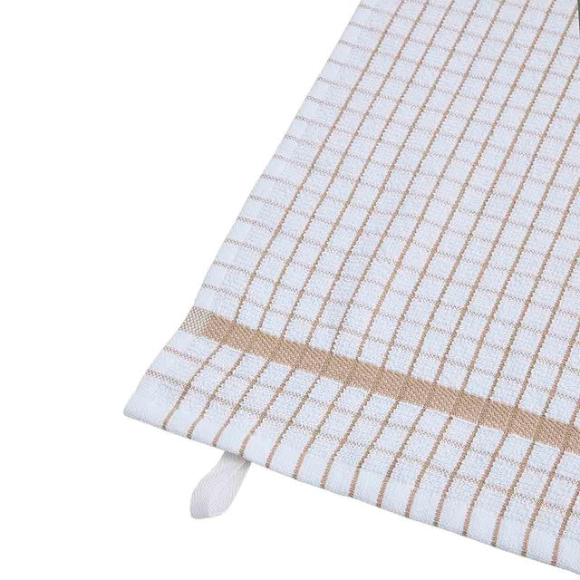 M&S terry tea towels neutral checked designs, UK version