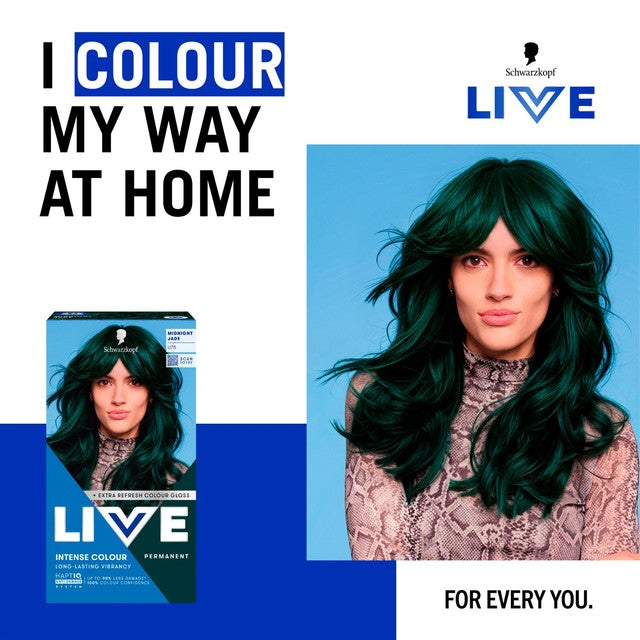 Schwarzkopf LIVE Intense Colour U75 Midnight Jade hair dye box, UK version