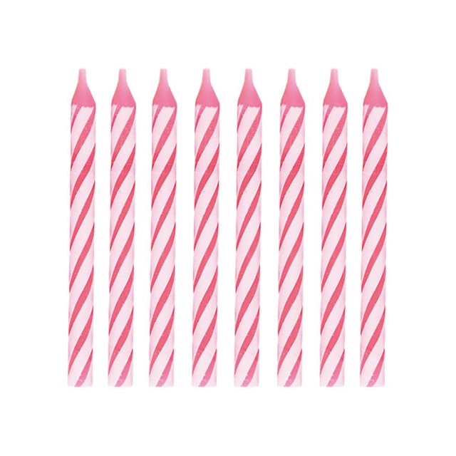 Unique Party pink spiral birthday candles pack of 24, imported from the UK