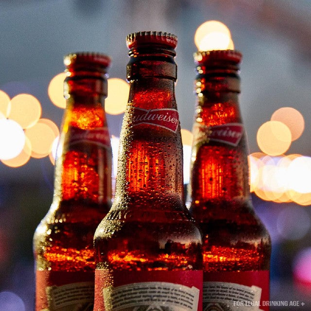 Budweiser lager beer bottles (British brand)