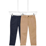 M&S boys cotton rich chinos stone/navy 2pk 6-7 years, imported from the UK