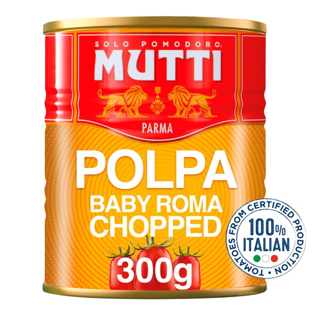 Mutti baby plum chopped tomatoes 300g, imported from the UK