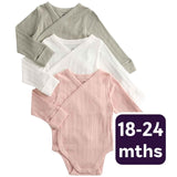 M&S Girls Pure Cotton Wrap Bodysuits Khaki Girls Bodysuits 18-24 M