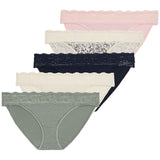 M&S women's cotton blend bikini knickers green mix size 12 5-pack, imported from the UK