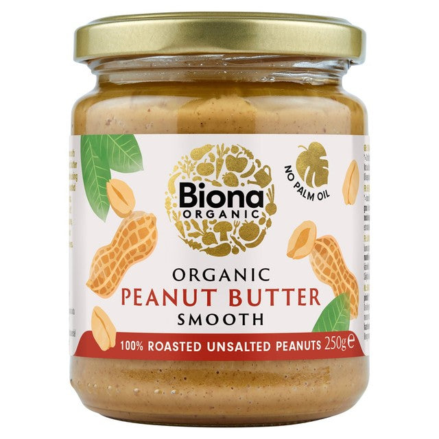 Biona smooth peanut butter free from palm fat 250g - British product