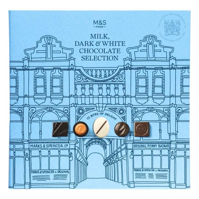 M&S milk, dark and white chocolate selection box 300g, imported from the UK