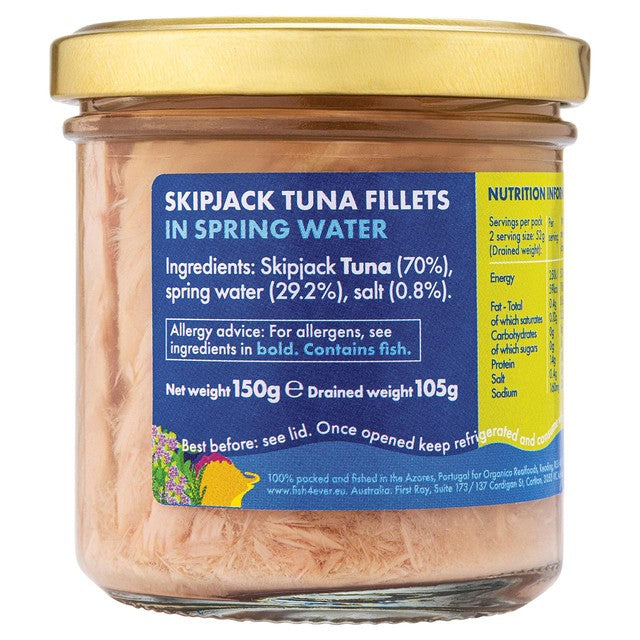 Fish 4 Ever tuna fillets spring water 150g - British product
