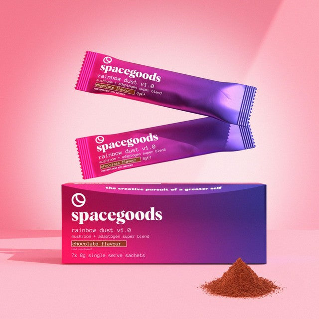 Spacegoods Rainbow Dust chocolate adaptogen powder blend 7 day pack (British brand)