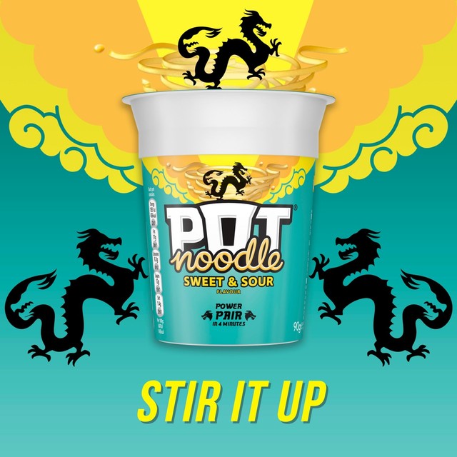 Pot Noodle sweet and sour instant noodle pot 90g, imported from the UK