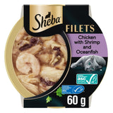 M&S Sheba Fillets Tray with Chicken, Shrimp and Ocean Fish in Gravy Wet Cat Food 60g- Buy online at McGrocer