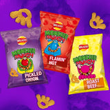 Monster Munch Pickled Onion Baked Corn Snacks 6x20g, imported from the UK