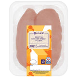 Ocado skinless chicken breast fillets 350g, imported from the UK