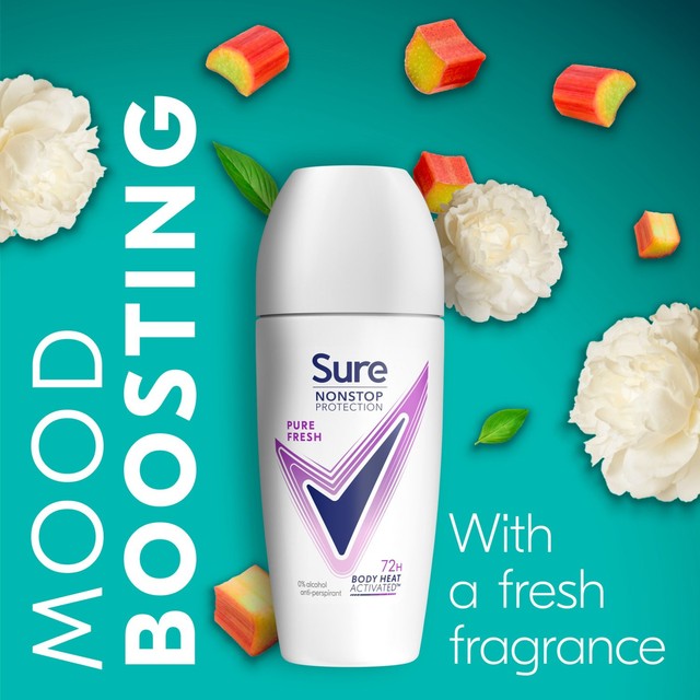 Sure women's anti-perspirant deodorant roll-on Pure Fresh 50ml (British brand)
