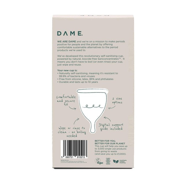 Dame self-sanitising menstrual cup medium - British product