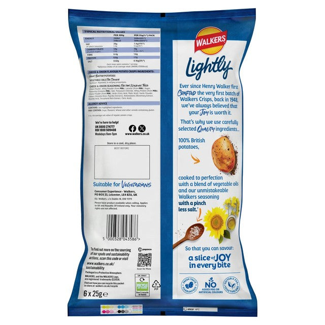 Walkers Cheese & Onion crisps 6-pack multipack (British brand)