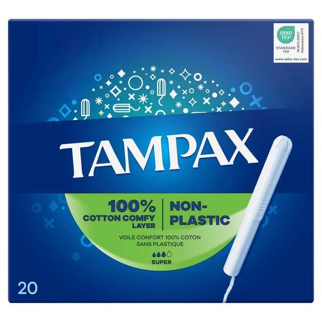 Tampax Super Tampons cardboard applicator 20 pack (British brand)