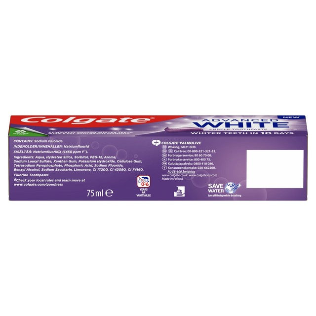 Colgate Advanced White Purple toothpaste, imported from the UK