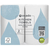 Ocado Kitchen Towels 100% Recycled Paper 2 Rolls, imported from the UK