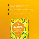 Pukka Herbs organic lemon ginger manuka honey herbal tea bags 40 pack, imported from the UK
