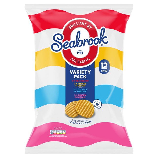 Seabrook variety 12 pack assorted flavours crisps (British brand)