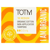 TOTM organic cotton non-applicator tampons medium absorbency, pack of 18 (British brand)