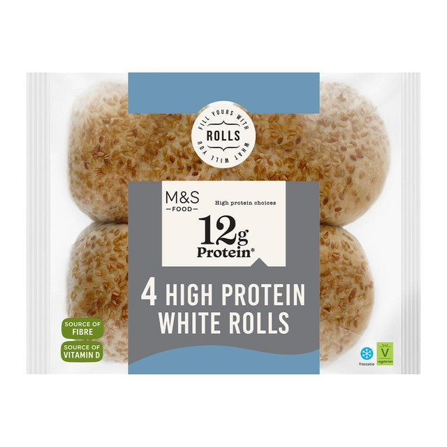 M&S High Protein White Rolls 5 pack, imported from the UK