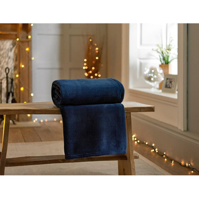 Deyongs Snuggle Touch Throw Navy 140 x 180cm - British product