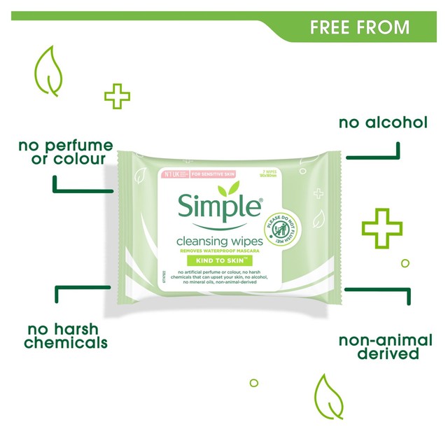 Simple unscented facial cleansing wipes 7 pack (British brand)