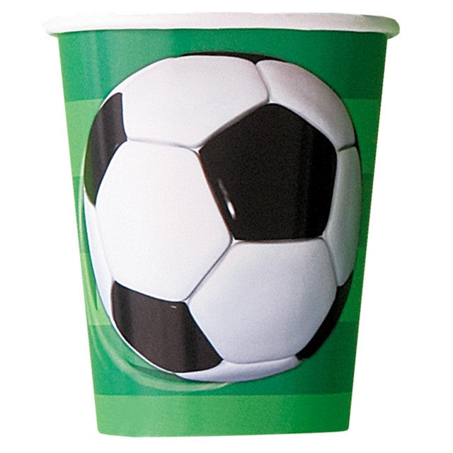 Unique Party football paper cups 266ml 8 pack - British product