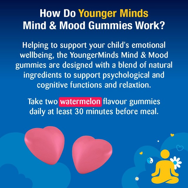 Haliborange Younger Minds Mind & Mood watermelon flavoured gummies 60 pack, UK version