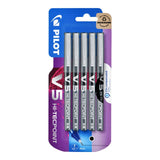 M&S Pilot V5 Liquid Ink Rollerball Fine Line Black Rollerball Pen 5 Piece Blister Pack- Buy online at McGrocer