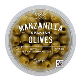 M&S Spanish Pitted Mild Manzanilla olives 157g, imported from the UK