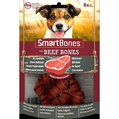 SmartBones Mini Beef Rawhide Free Dog Treats 128g