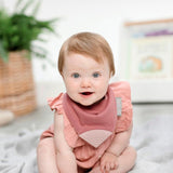 Cheeky Chompers Neckerchew Rainbow Rose teething bib one size, imported from the UK
