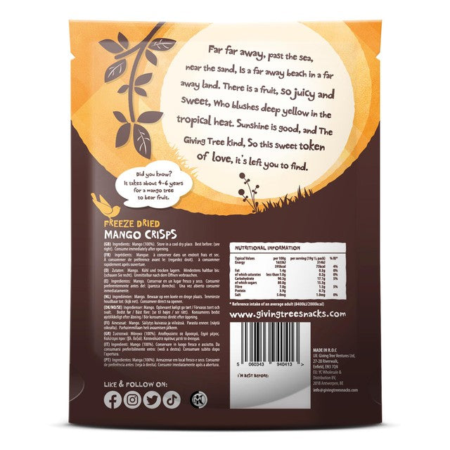 Giving Tree Freeze Dried Mango Crisps 38g, UK version