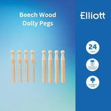 Elliotts Beech Wood Dolly Pegs 24 Pack - British product