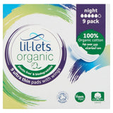 Lil-lets organic sanitary pads night 9 pack, UK version