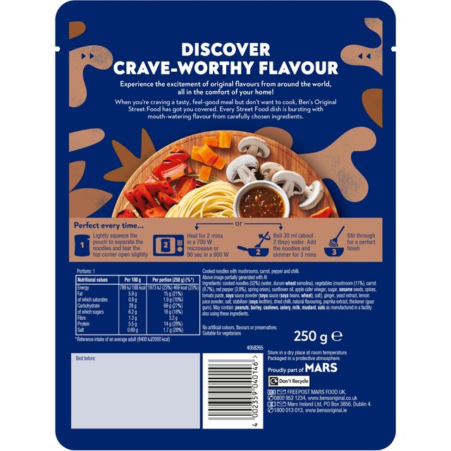 Ben's Original Korean BBQ Style Microwave Noodles 250g - British product