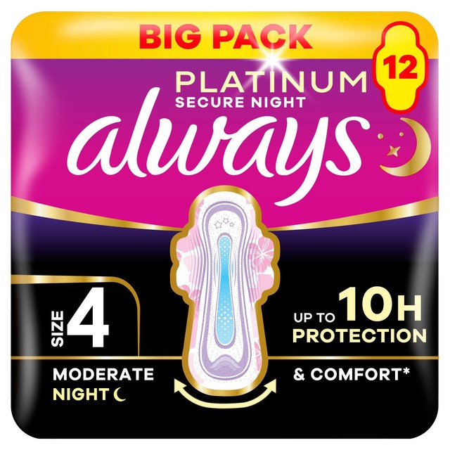 Always Platinum Secure Night sanitary towels with wings size 4 - British product