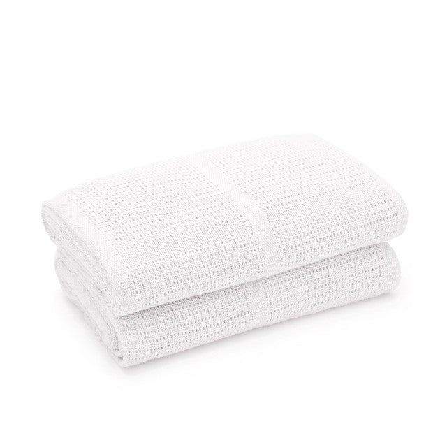 Bloomsbury Mill organic cellular blankets white 2 pack - British product