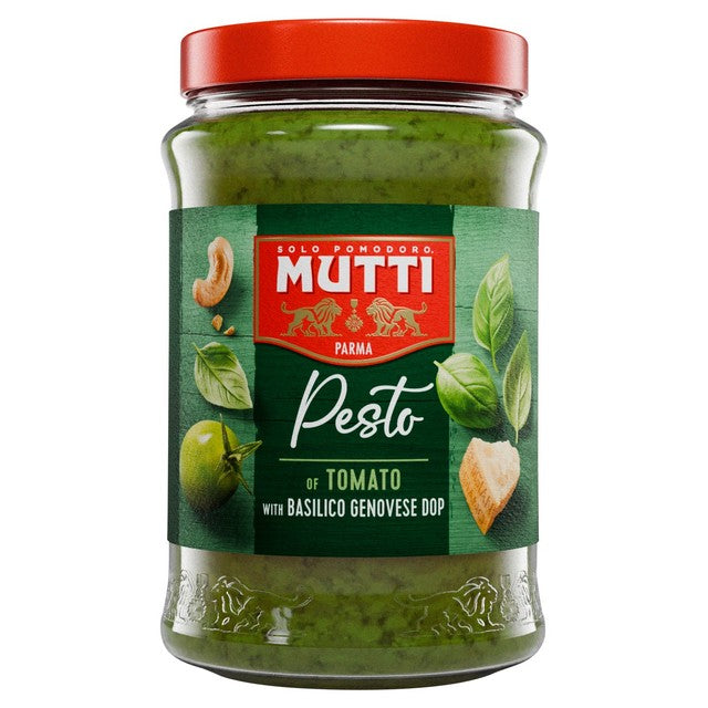 Mutti Basil Green Tomato & Parmesan Green Pesto Pasta Sauce 180g, imported from the UK