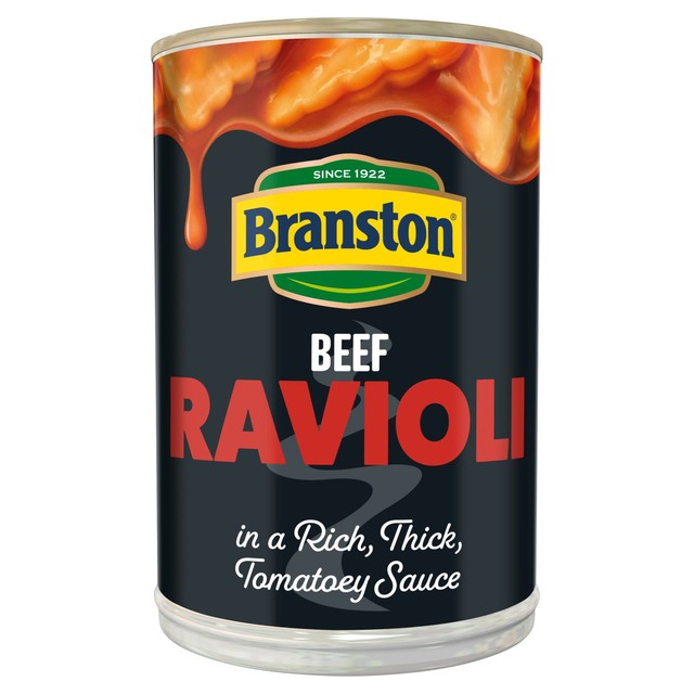 Branston beef ravioli in tomato sauce canned pasta 395g - British product