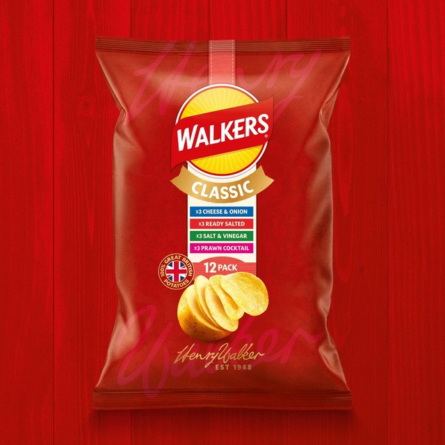 Walkers Classic Variety crisps multipack with 12 packs (British brand)