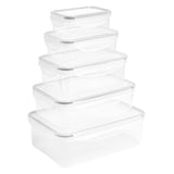 M&S 5-Piece Grey Plastic Kitchen Storage Tubs Set with Varying Sizes- Buy online at McGrocer