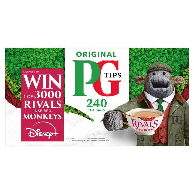 PG Tips black tea plant based biodegradable tea bags 240 per pack, imported from the UK