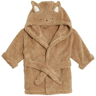 M&S Pure Cotton Towelling Hooded Robe Camel 18-36 Months