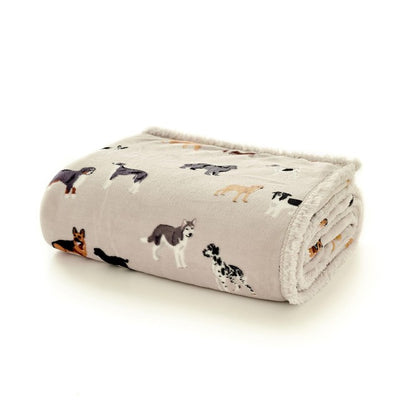M&S Deyongs Mixed Dogs Oatmeal Sherpa Throw 140 x 180cm- Buy online at McGrocer