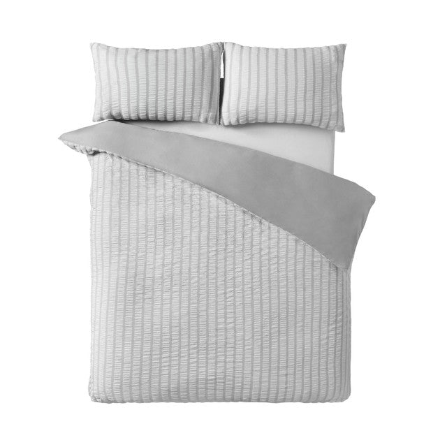 Catherine Lansfield seersucker stripe double duvet set, imported from the UK